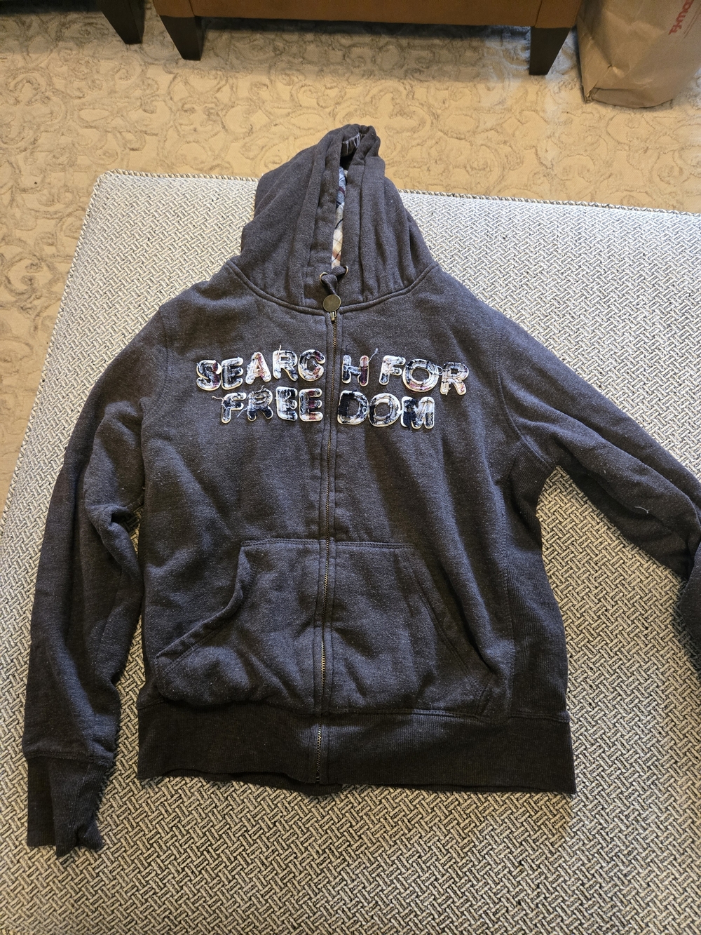 Free Planet Navy Zip-Up Hoodie with Multicolor Appliqué